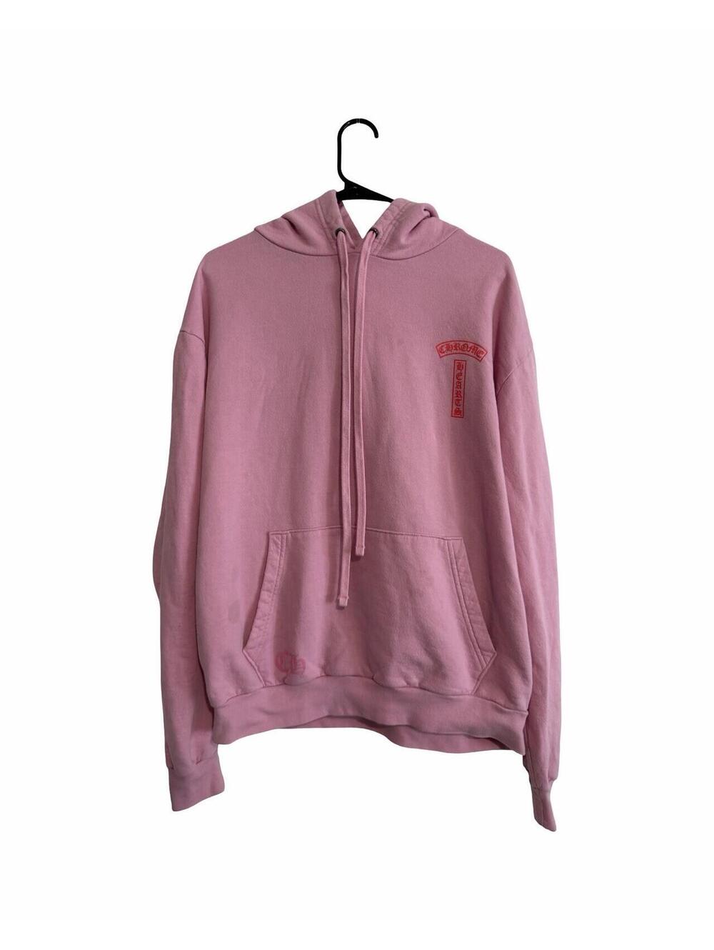 Chrome Hearts Pink T-Bar Cross Logo Pullover Hoodie Medium